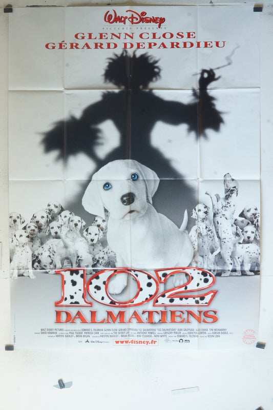 102 DALMATIENS MOVIE POSTER ORIGINAL 120x160 Glenn Close , Gérard Depardieu 