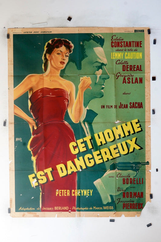 CET HOMME DANGEUREUX EDDIE CONSTANTINE MOVIE POSTER ORIGINAL (120X160)