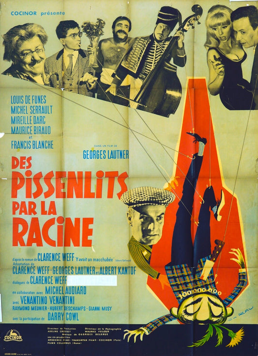 DES PISSENLITS PAR LA RACINE MOVIE POSTER ORIGINAL 120x160 LOUIS DE FUNÈS