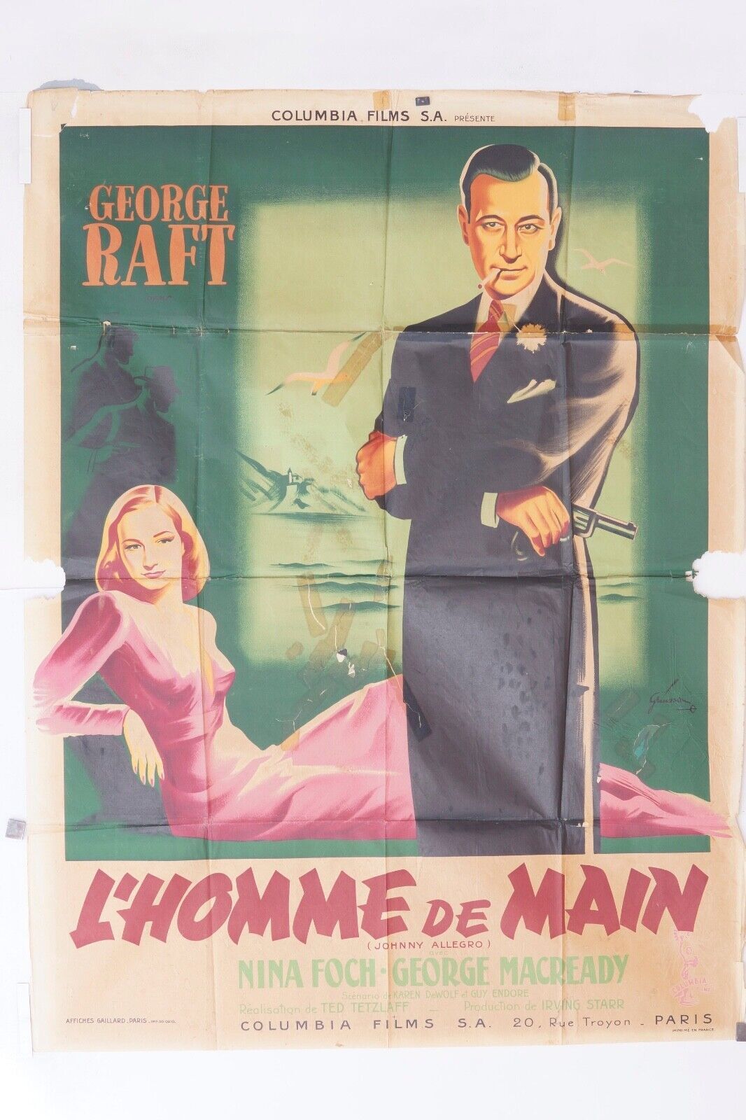 L’HOMME DE LA MAIN MOVIE POSTER ORIGINAL 120x160 GEORGE RAFT