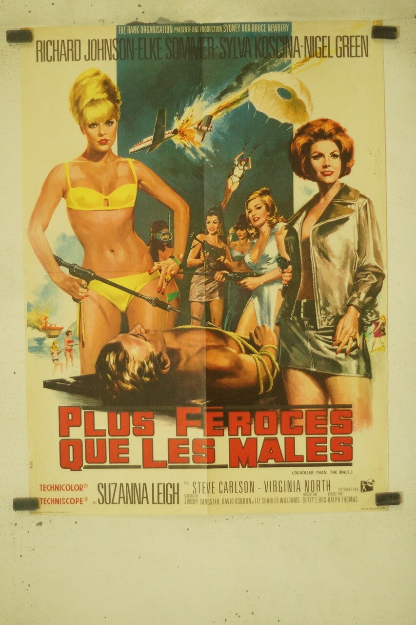 PLUS FÉROCES QUE LES MALES MOVIE POSTER ORIGINAL (60X80) RICHARD JOHNSON