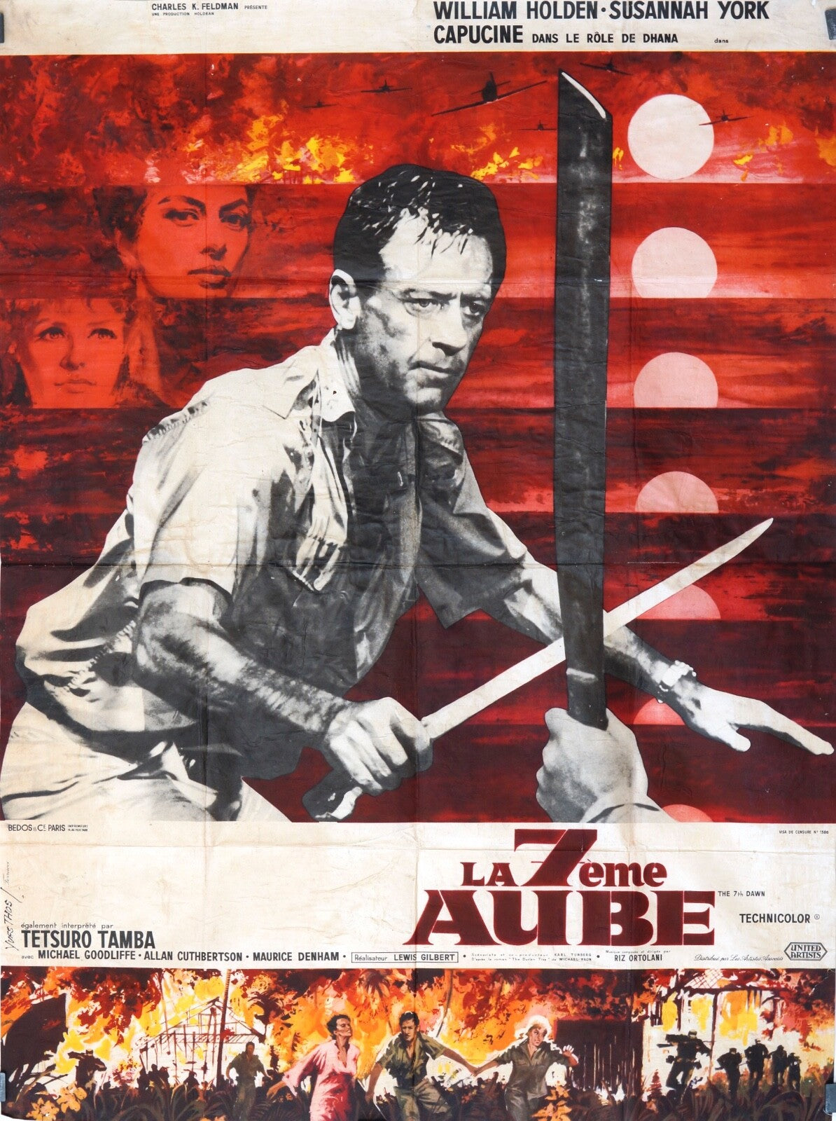 LA 7 EME AUBE MOVIE POSTER ORIGINAL (120x160) WILLIAM HOLDEN