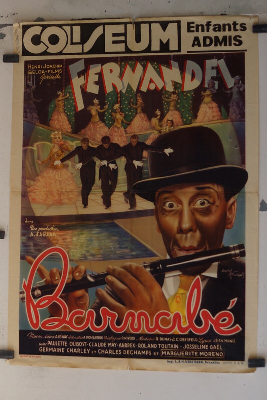 BARNABE (1938) – (BELGE) MOVIE POSTER ORIGINAL (60X80) FERNANDEL PAULETTE DUBOST