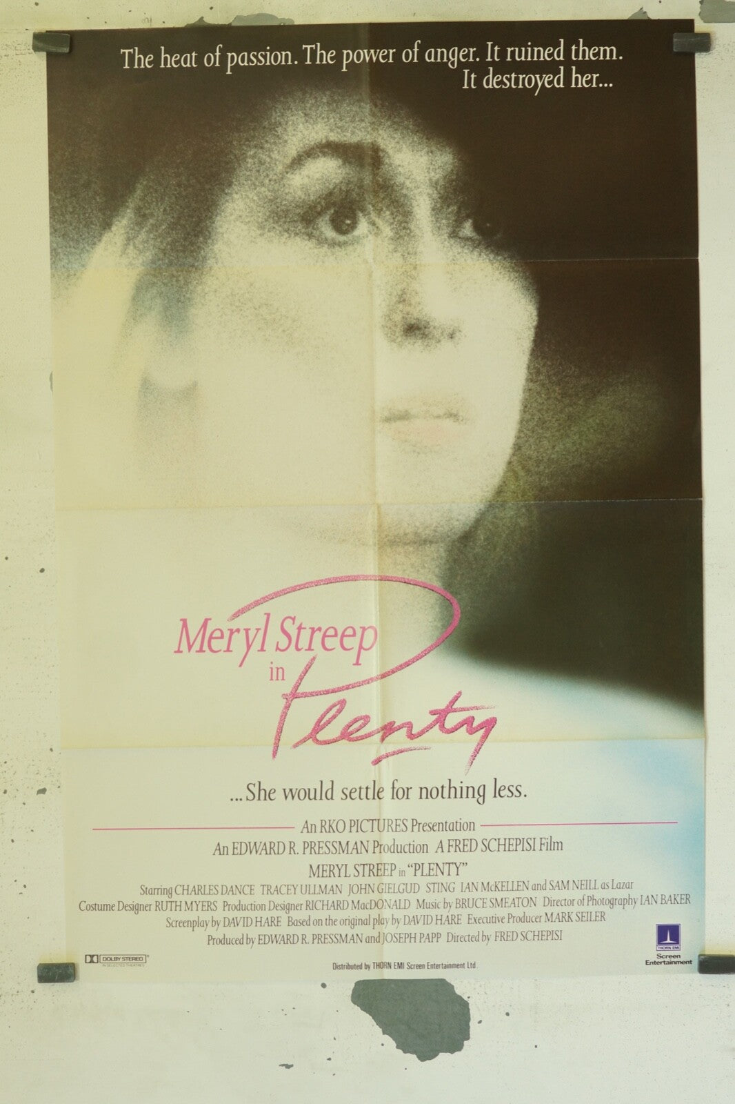 PLENTY, MOVIE POSTER ORIGINAL (70X100), MERYL STREEP