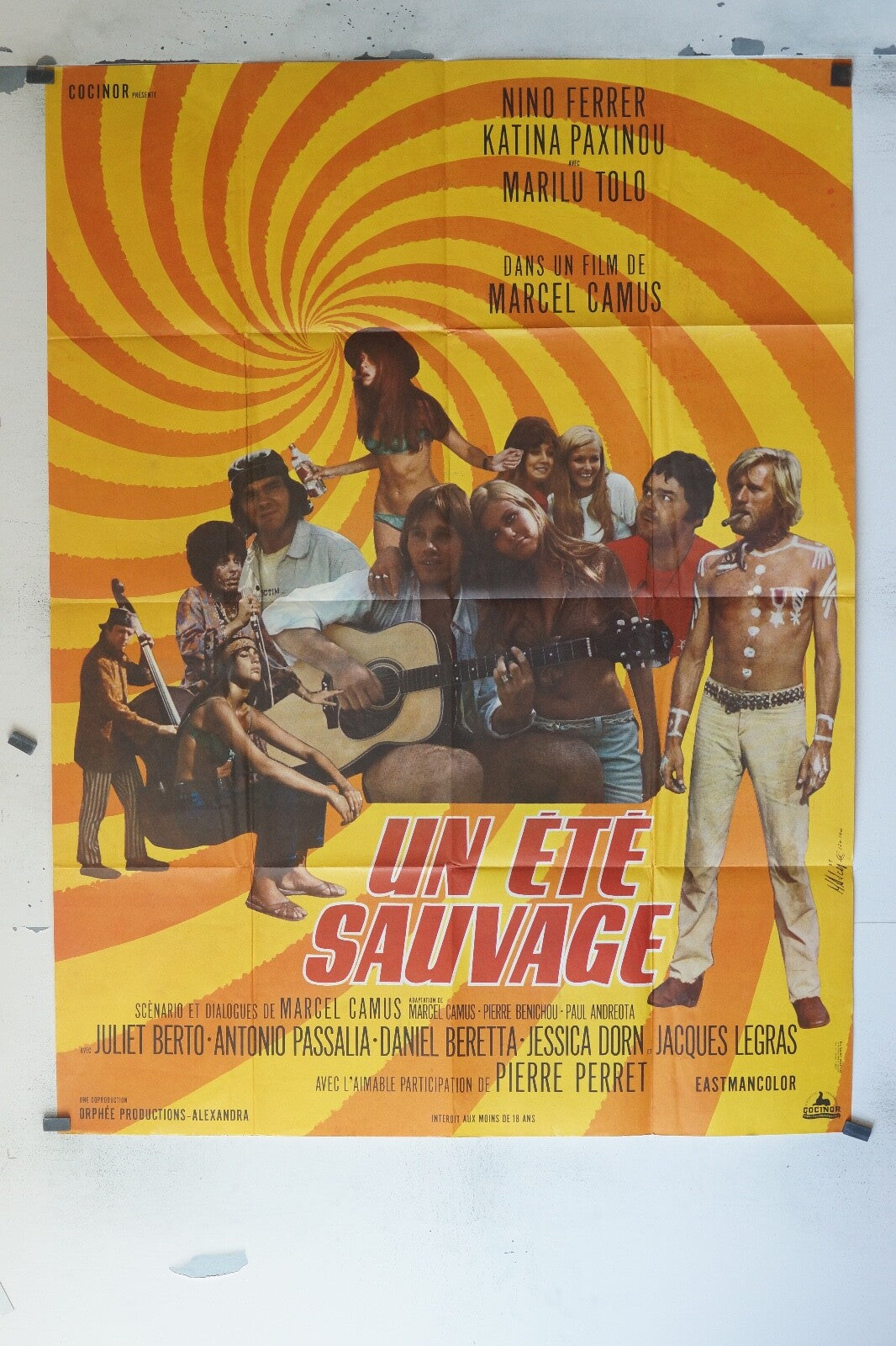 UN ÉTÉ SAUVAGE MOVIE POSTER ORIGINAL 120x160 NINO FERRER – KATINA PAXINOU