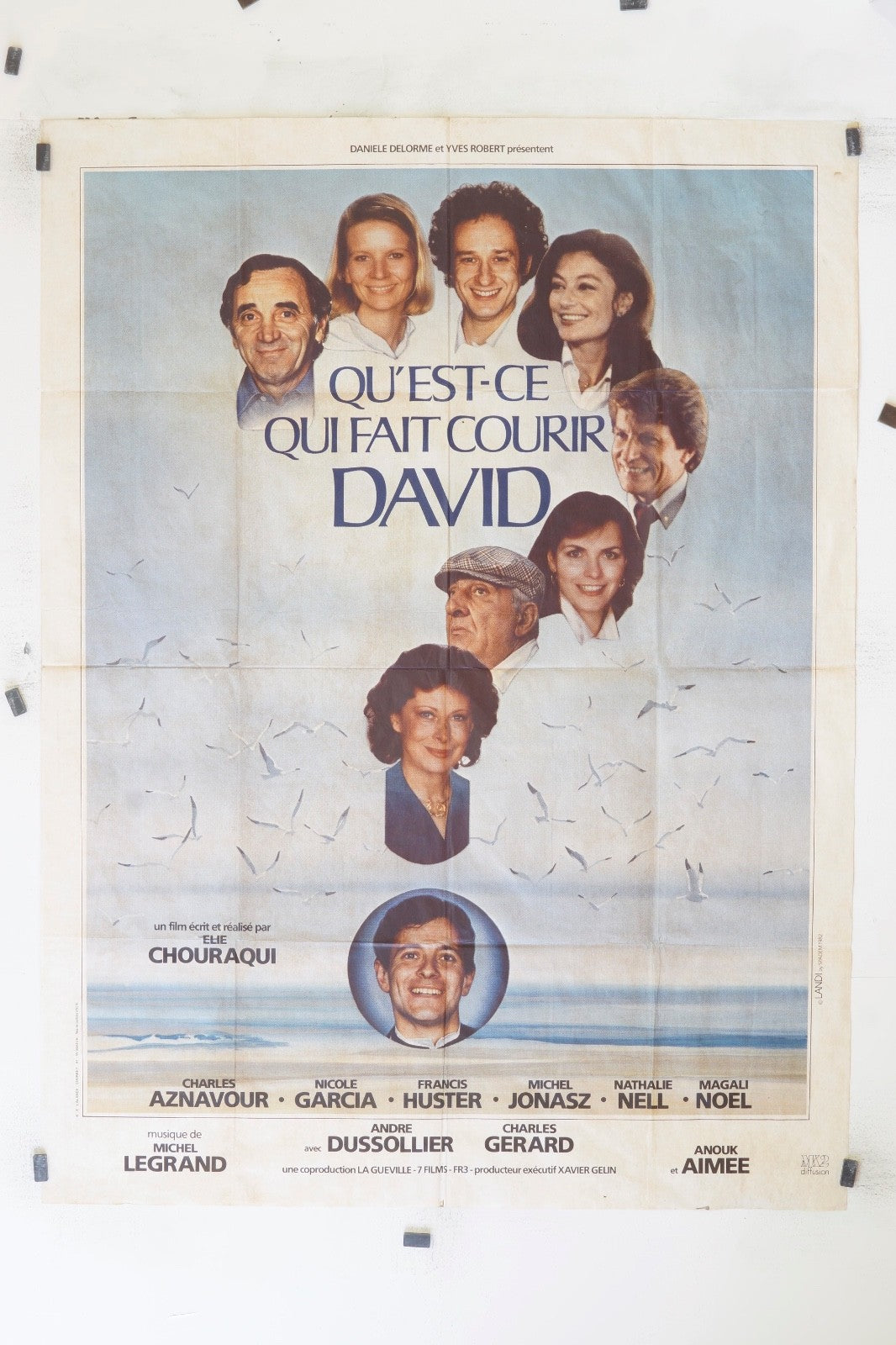 QU’EST-CE QUI FAIT COURRIR DAVID ? CHARLES AZNAVOURMOVIE POSTER ORIGINAL 120x160