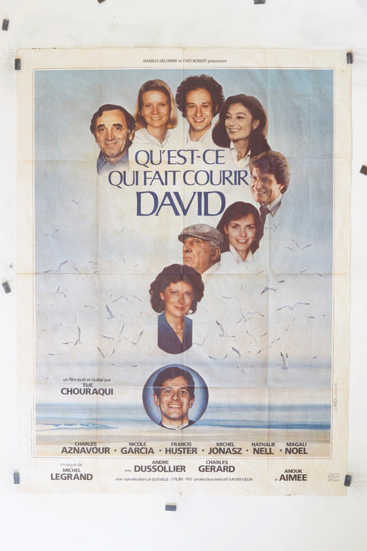 QU’EST-CE QUI FAIT COURRIR DAVID ? CHARLES AZNAVOURMOVIE POSTER ORIGINAL 120x160
