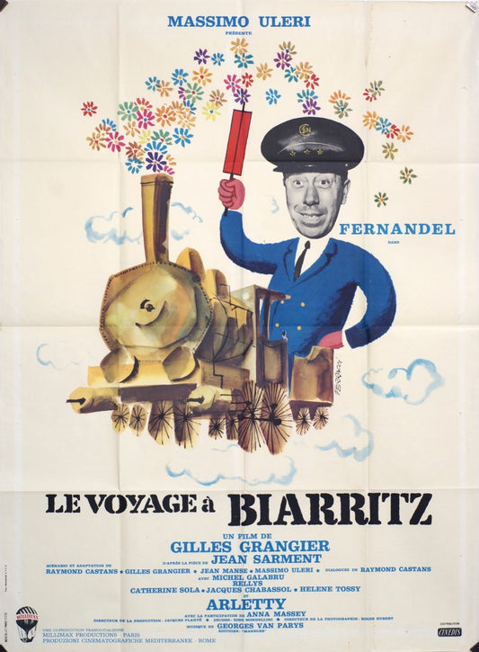 LE VOYAGE À BIARRITZ FERNANDEL POSTER ORIGINAL 120x160