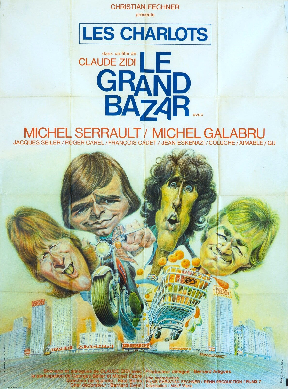 LE GRAND BAZAR « LES CHARLOTS » ORIGINAL MOVIE POSTER 120x160 MICHEL SERRAULT