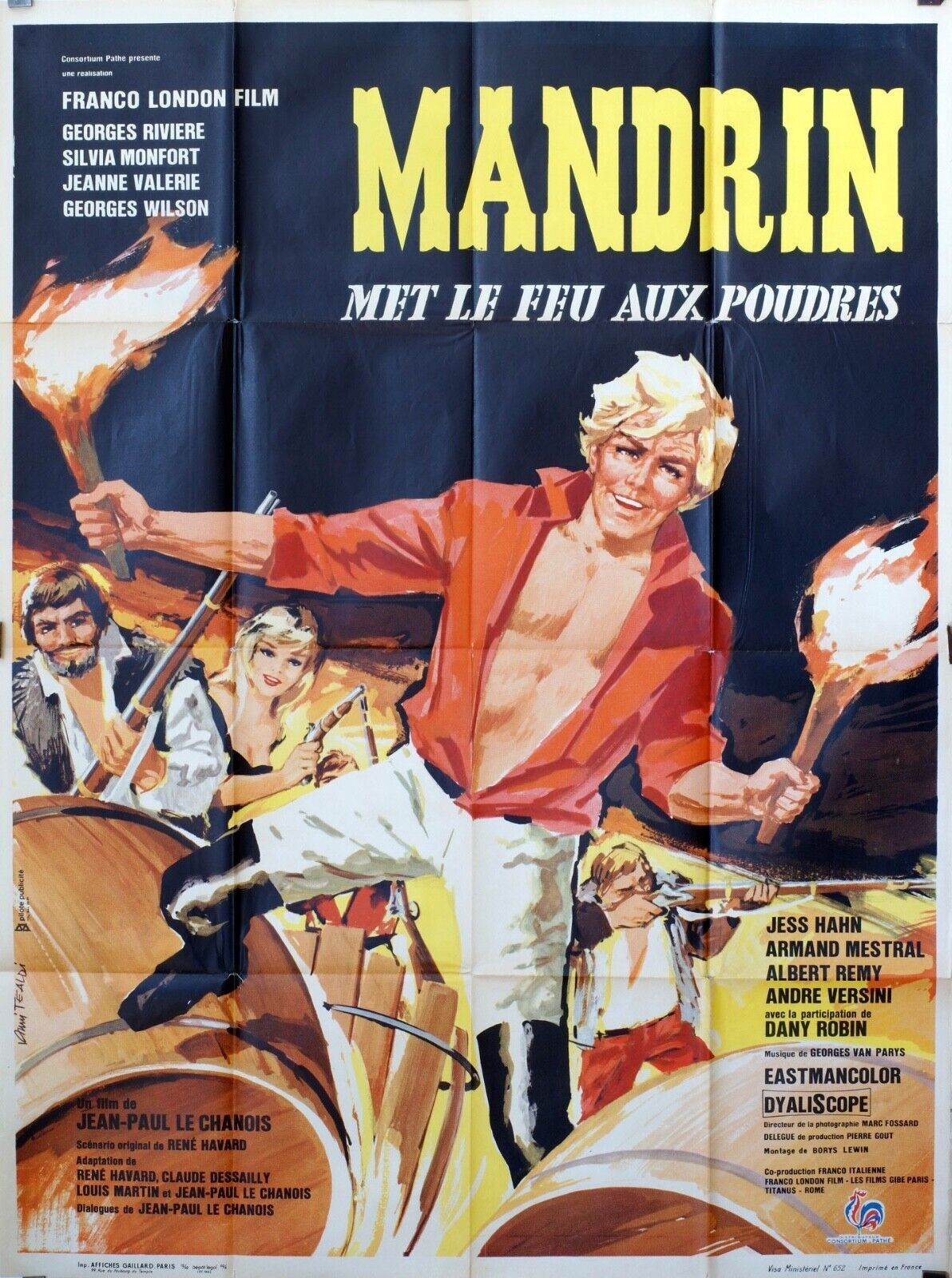 MANDRIN MET LE FEU AUX POUDRES MOVIE POSTER ORIGINAL 120x160  JESS HAHN