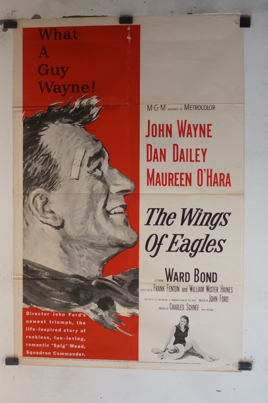 THE WINGS OF EAGLES MOVIE POSTER ORIGINAL (69x103), JOHN FORD, JOHN WAYNE