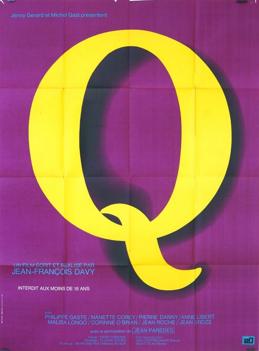 Q ORIGINAL MOVIE POSTER ORIGINAL (120x160) JEAN-FRANÇOIS DAVY