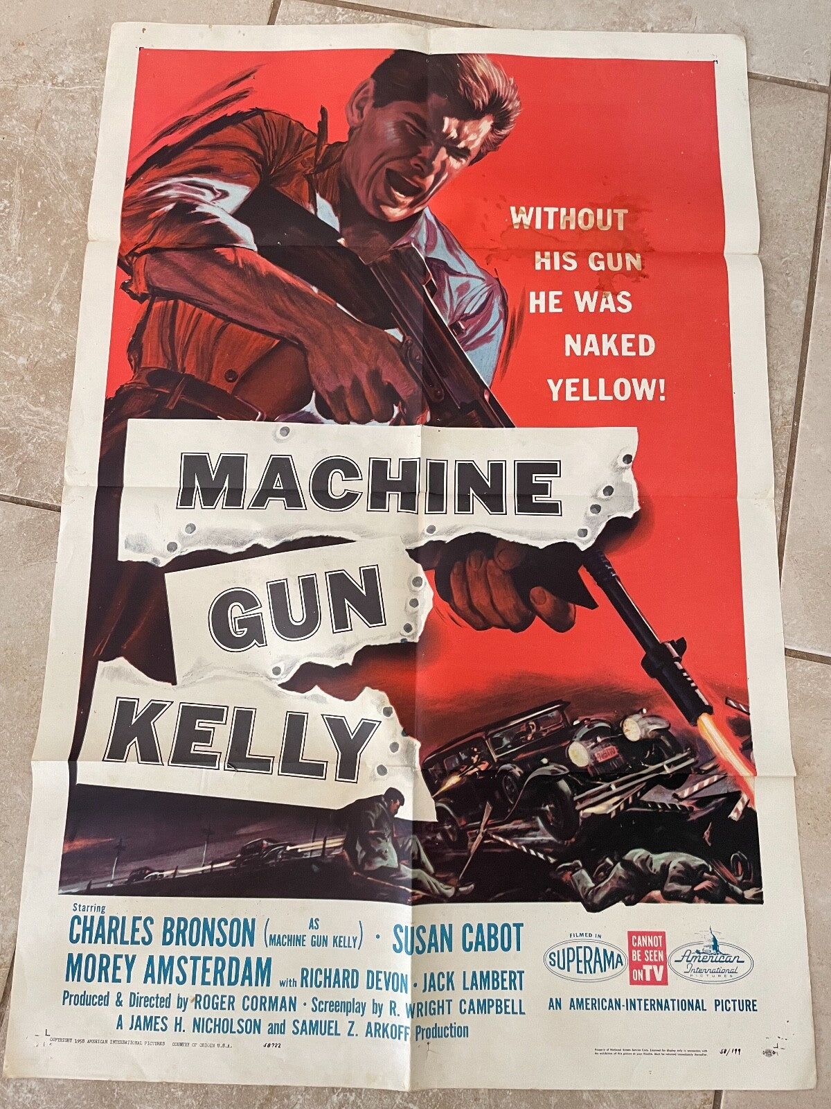 MACHINE GUN KELLY (1958) 70x100 ORIGINAL MOVIE POSTER CHARLES BRONSON, SUSAN