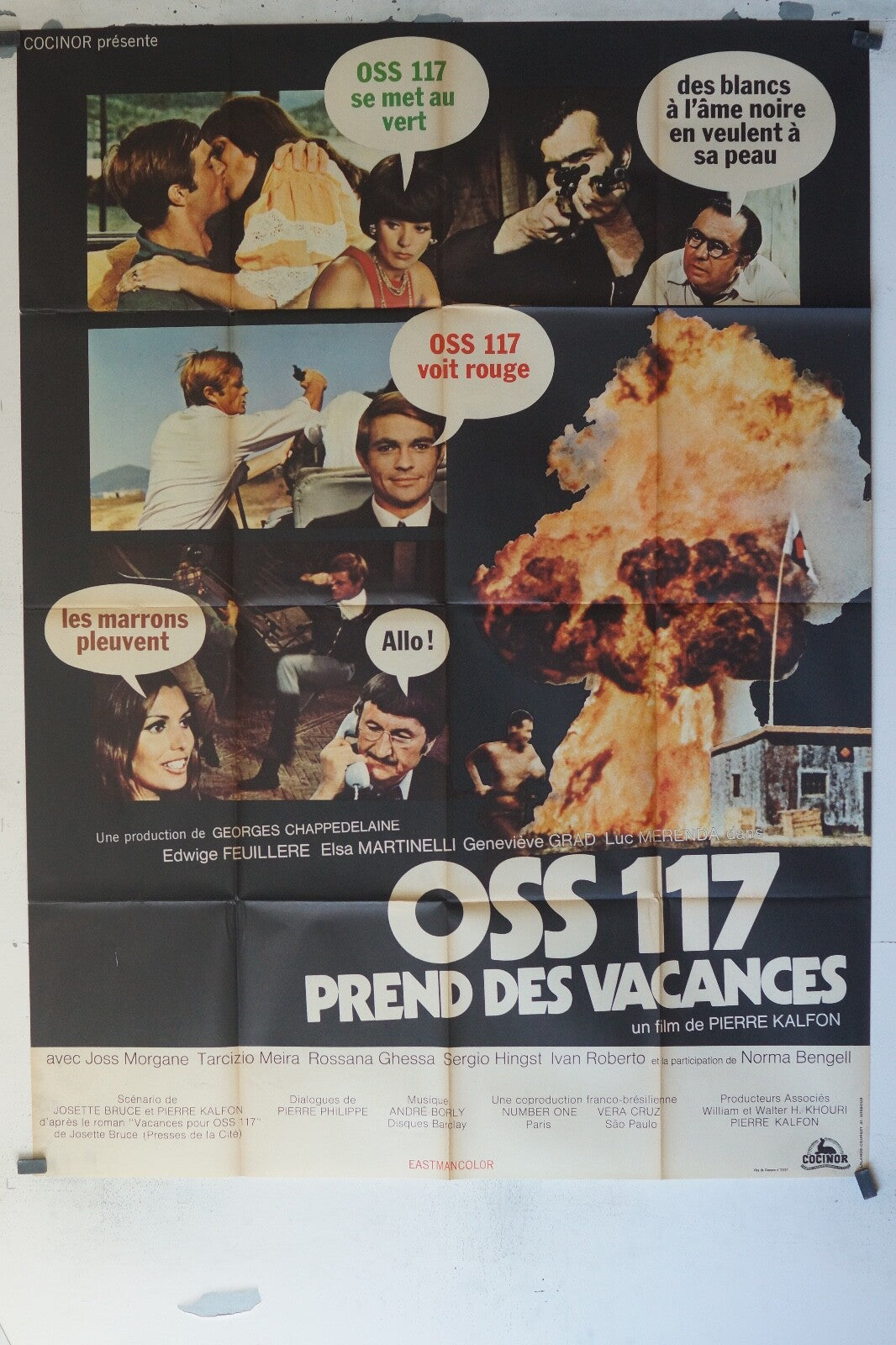 0SS117 PREND DES VACANCES MOVIE POSTER ORIGINAL 120x160 EDWIGE FEUILLERE, ELSA