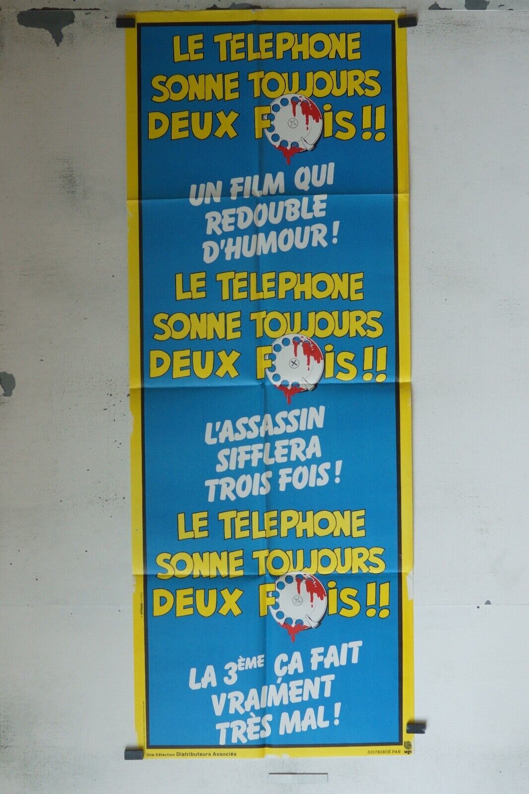 LE TÉLÉPHONE SONNE TOUJOURS DEUX FOIS MOVIE POSTER ORIGINAL 60x160 COLUCHE