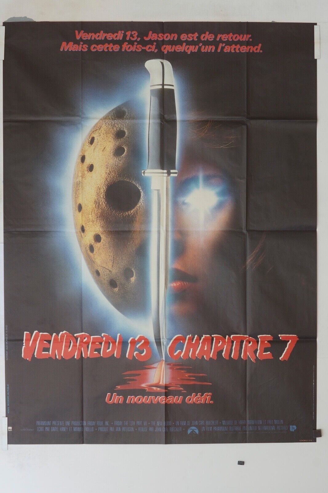 VENDREDI 13 - CHAPITRE 7- JASON 1988 MOVIE POSTER ORIGINAL 120x160