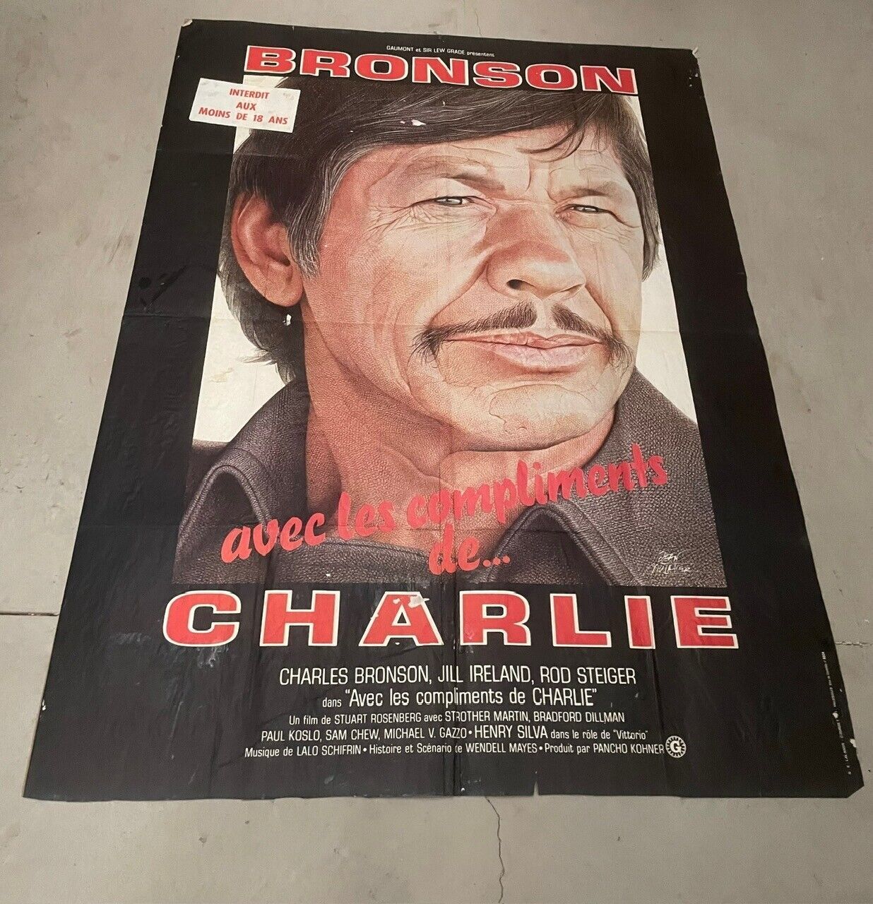 AVEC LES COMPLIMENTS DE CHARLIE,  MOVIE POSTER ORIGINAL SUR KRAFT 120X160