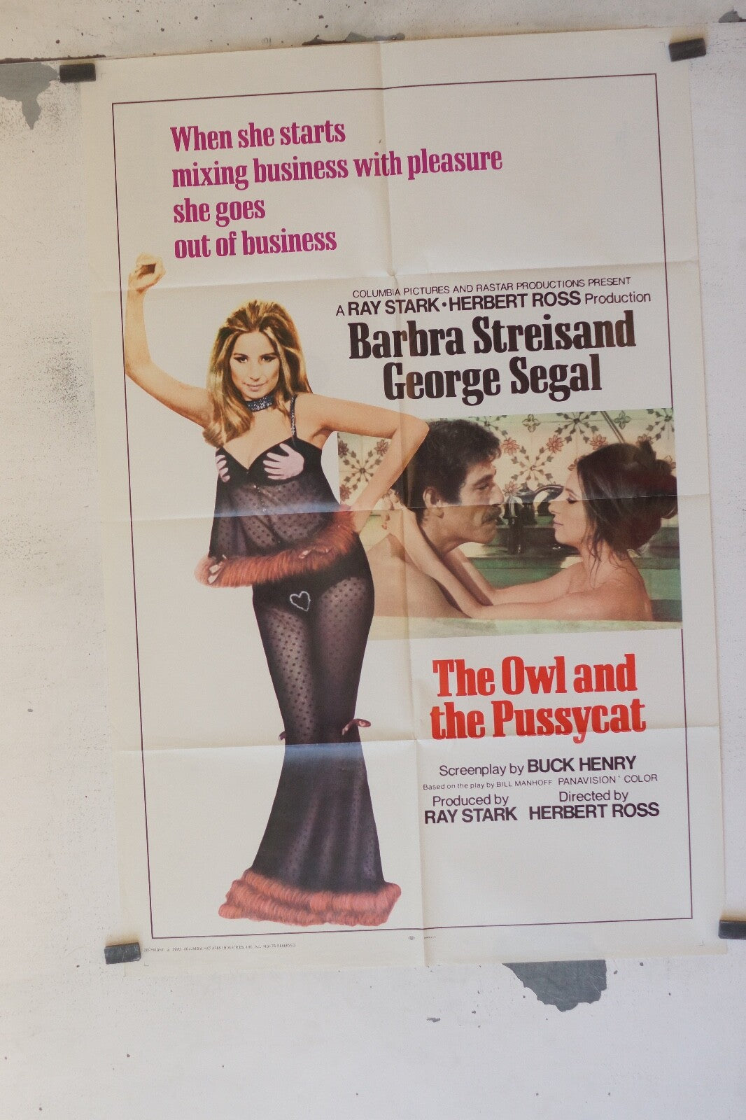 THE OWL AND THE PUSSYCAT (70X100) ORIGINAL MOVIE POSTER BARBARA STREISAND