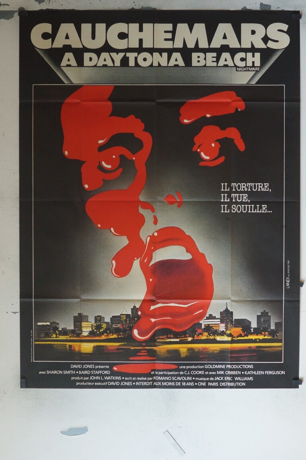 CAUCHEMAR A DAY TONA BEACH MOVIE POSTER ORIGINAL 120x160 SHARON SMITH