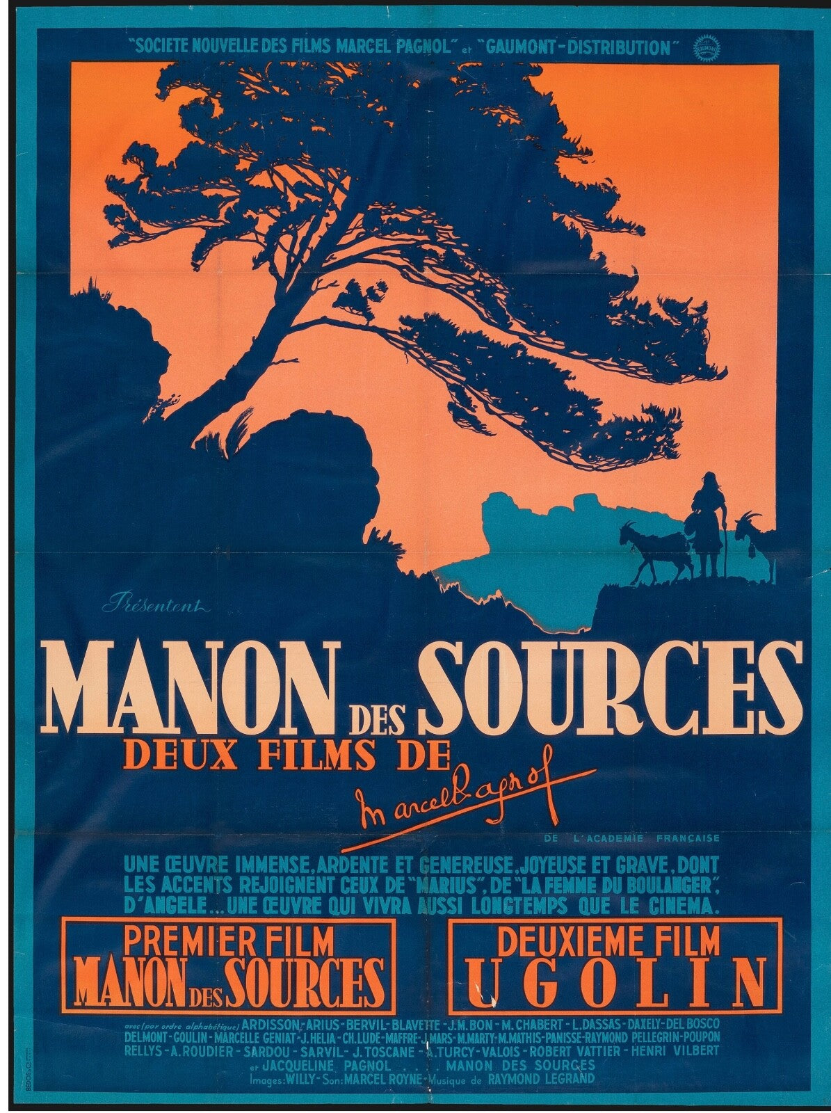 MANON DES SOURCES MOVIE POSTER ORIGINAL (120x160) MARCEL PAGNOL