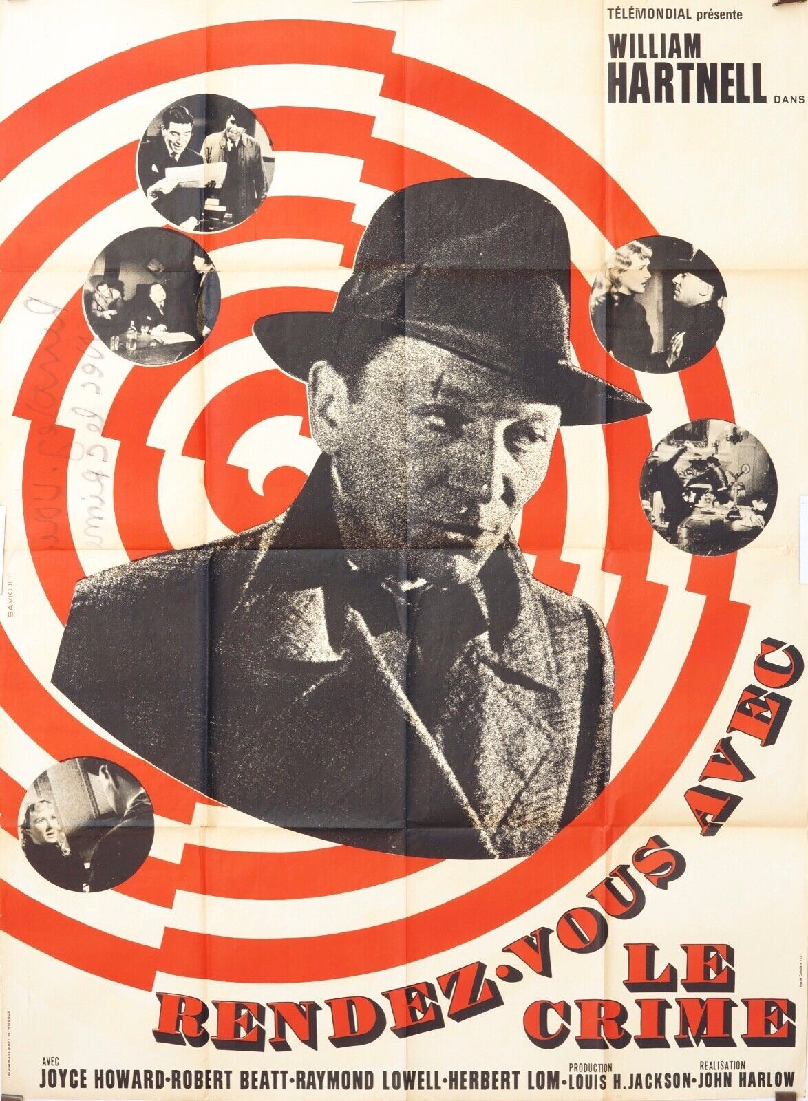 RENDEZ-VOUS AVEC LE CRIME MOVIE POSTER ORIGINAL 120x160 JOYCE HOWARD-ROBERT