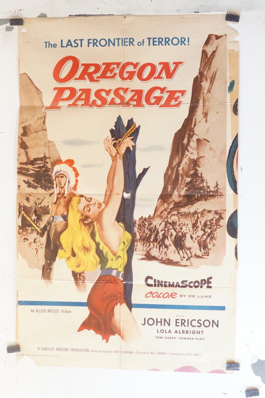 OREGON PASSAGE (1957) (70X100) ORIGINAL MOVIE POSTER JOHN ERICSON, LOLA ALBRIGHT