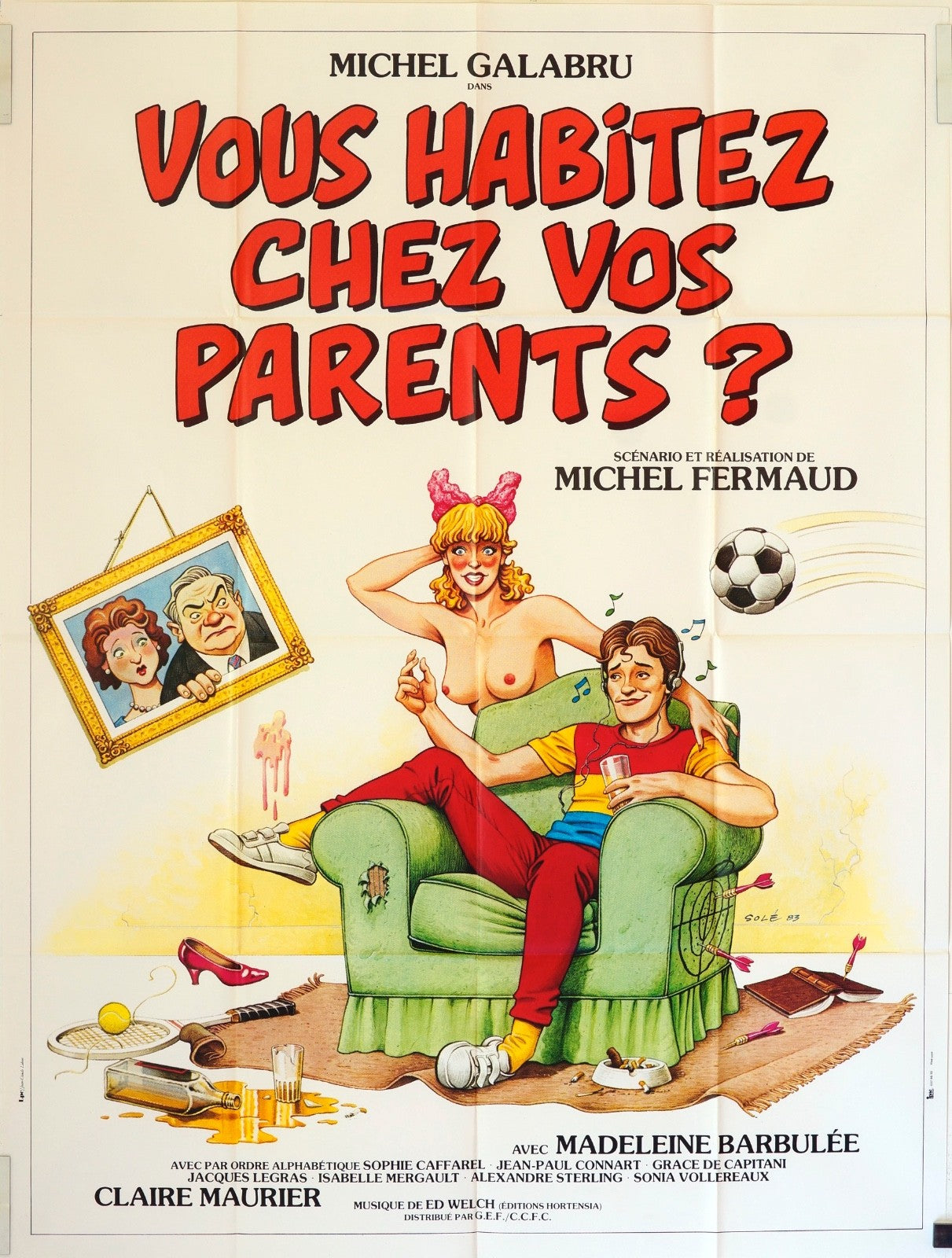 VOUS HABITEZ MOVIE POSTER ORIGINAL 120x160 MICHEL FERMAUD