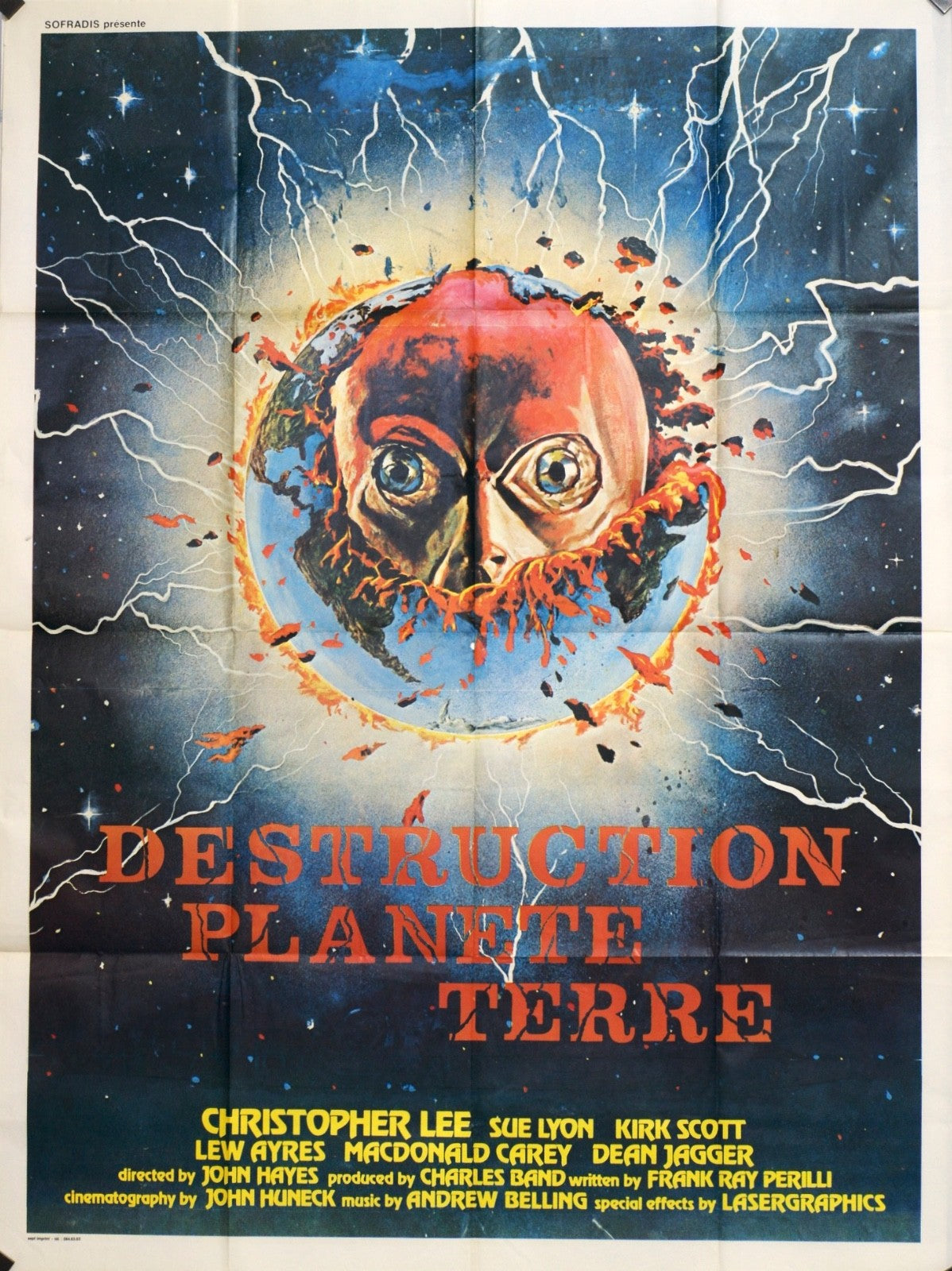 DESTRUCTION PLANÈTE TERRE CHRISTOPHER LEE movie poster ORIGINAL 120x160