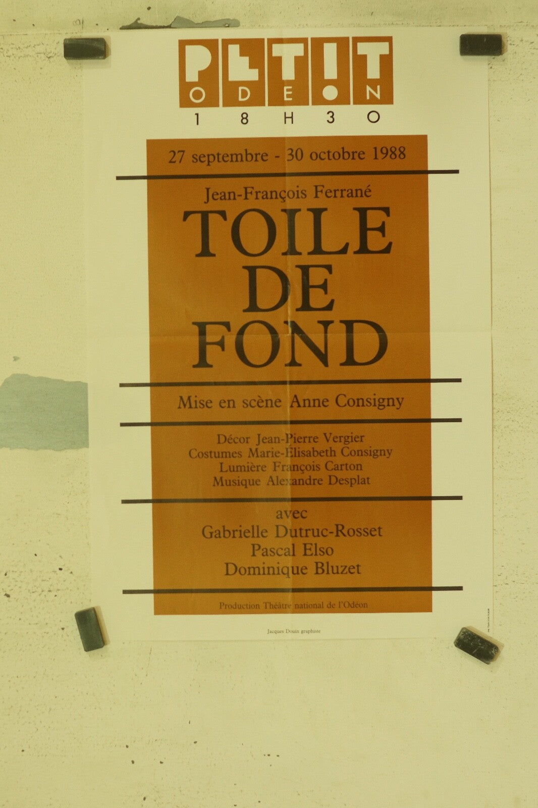AFFICHE DE THÉÂTRE «TOILE DE FOND» CINÉMA MOVIE POSTER 40x60 JEAN-FRANÇOIS