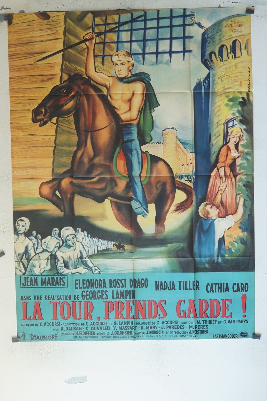 LA TOUR, PRENDS GARDE MOVIE POSTER ORIGINAL 120x160 JEAN MARAIS, ELEONORA ROSSI