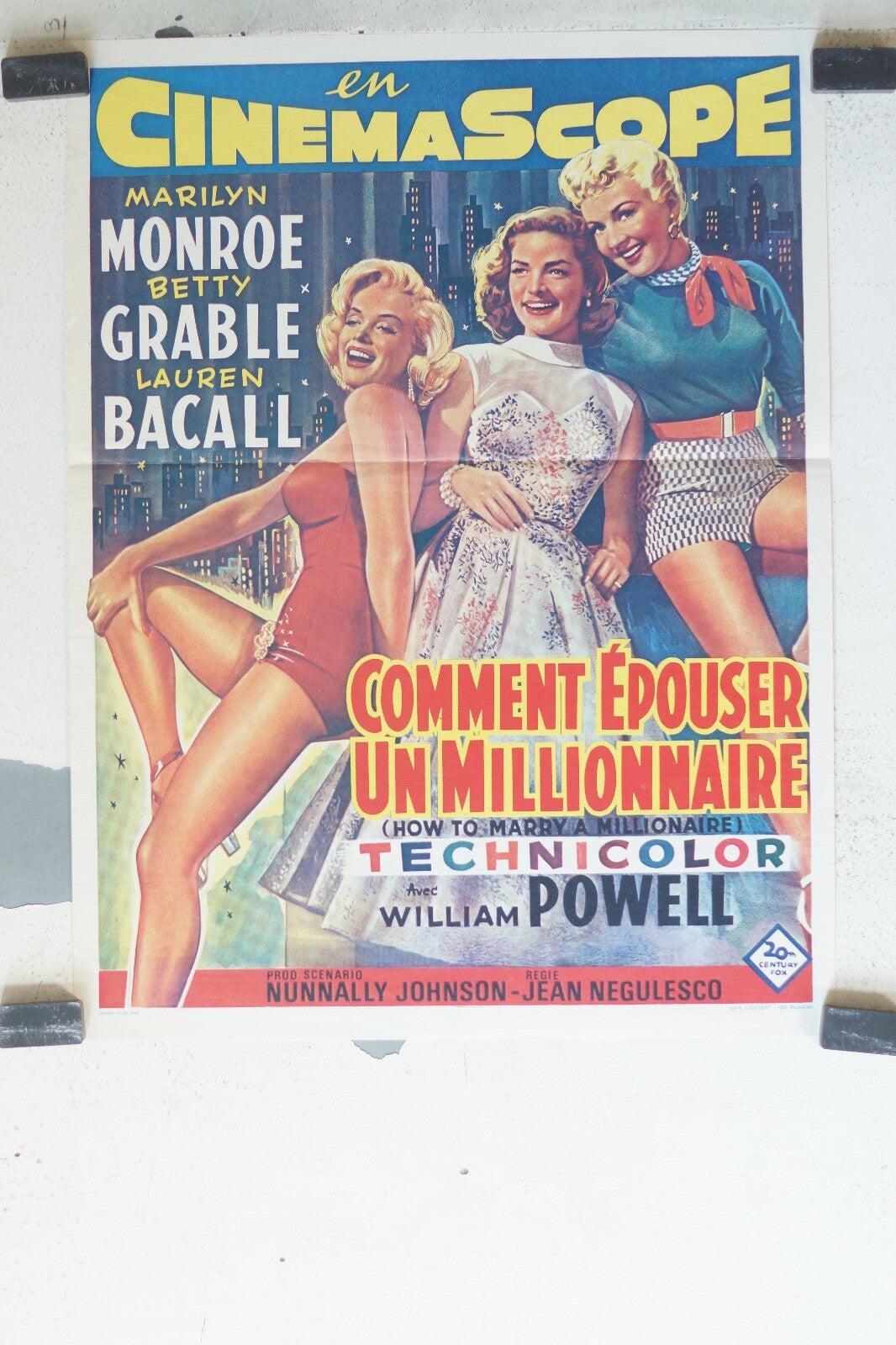 COMMENT EPOUSER UN MILLIONNAIRE MOVIE POSTER ORIGINAL 46x35 Betty Grable 