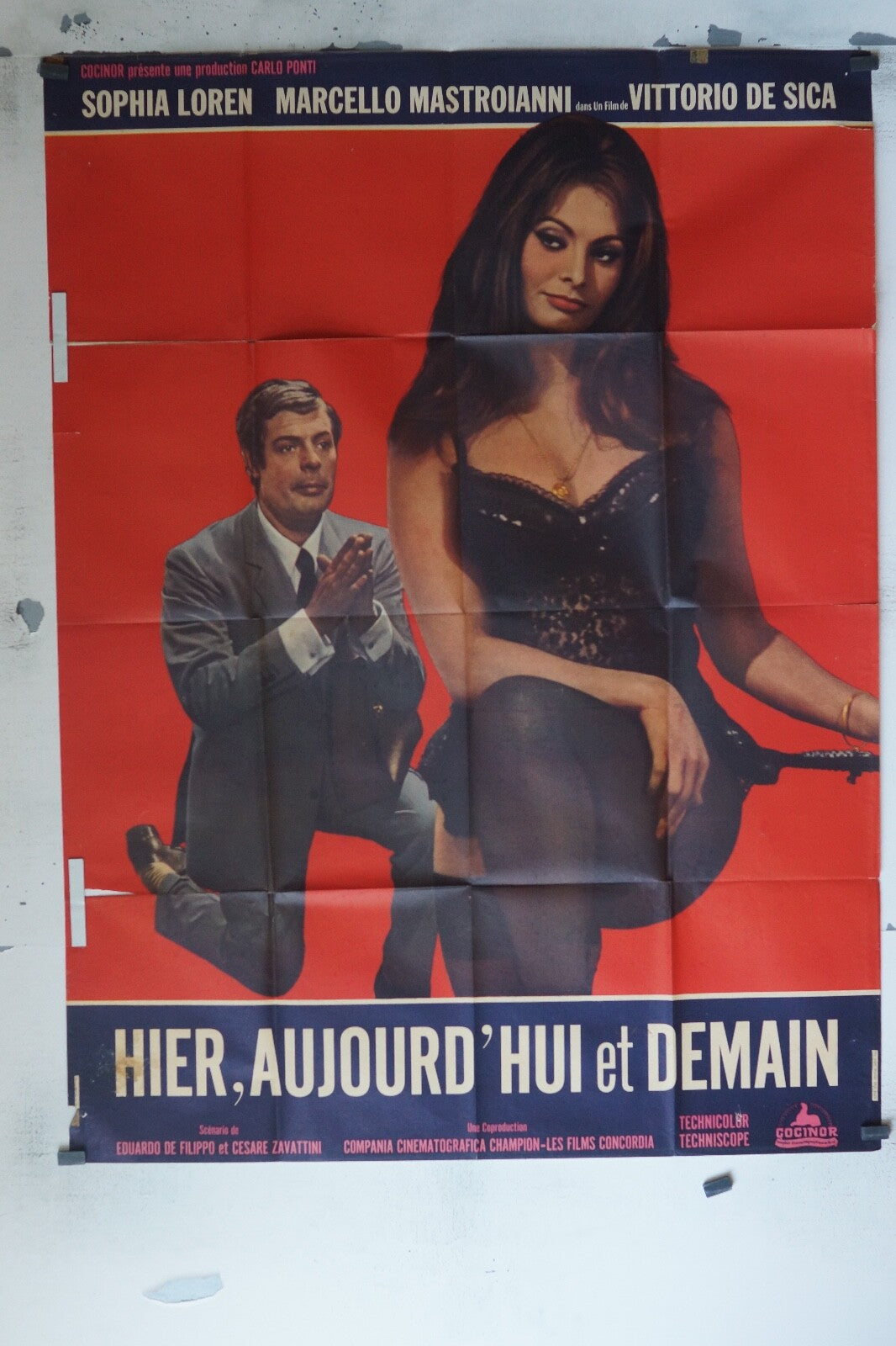 HIER, AUJOURD’HUI ET DEMAIN MOVIE POSTER ORIGINAL 120x160 SOPHIA LOREN, MARCELLO