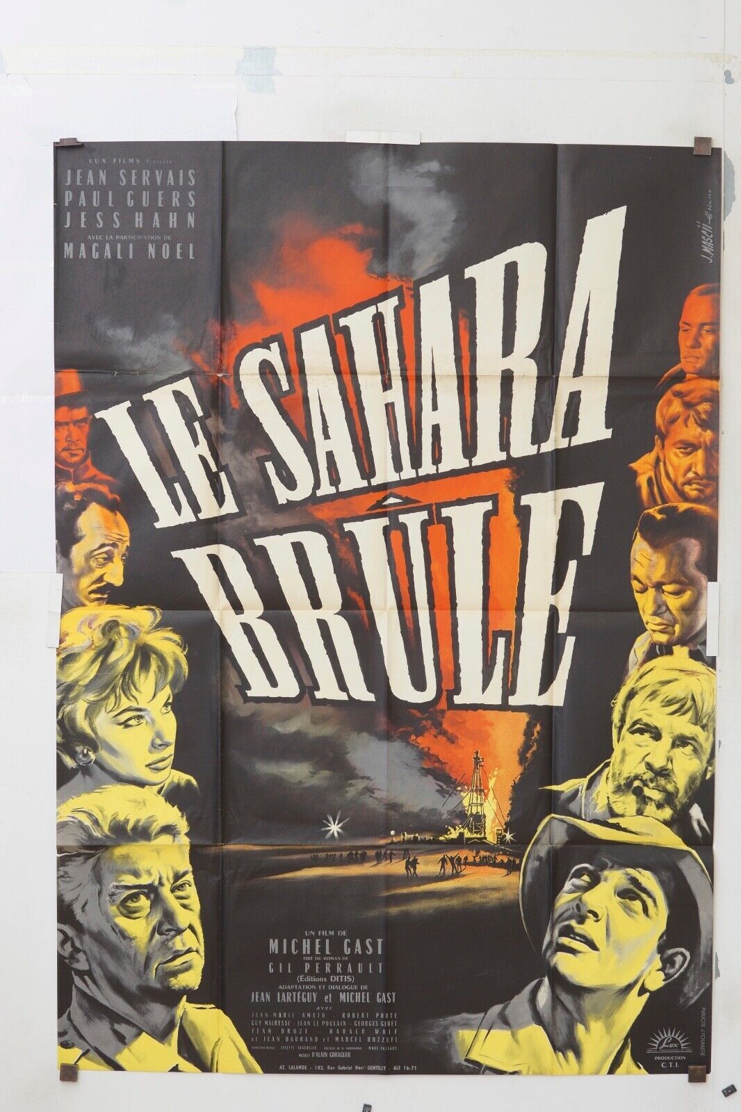 LE SAHARA BRÛLE MOVIE POSTER ORIGINAL 120x160 JEAN SERVAIS