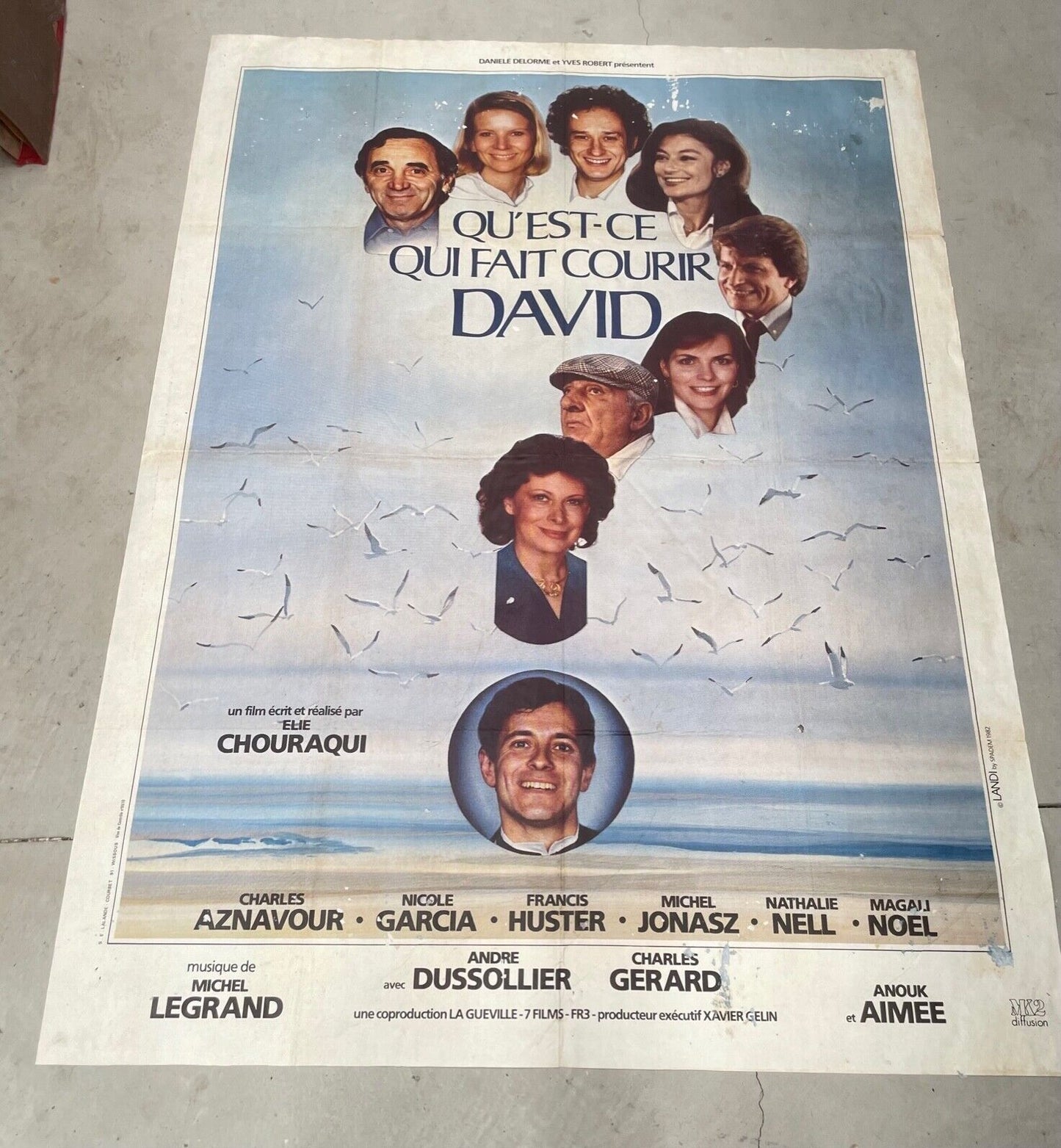 QU’EST CE QUI FAIT COURIR DAVID MOVIE POSTER ORIGINAL 120x160 CHARLES AZNAVOUR