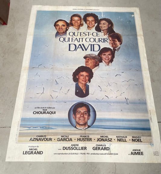 QU’EST CE QUI FAIT COURIR DAVID MOVIE POSTER ORIGINAL 120x160 CHARLES AZNAVOUR