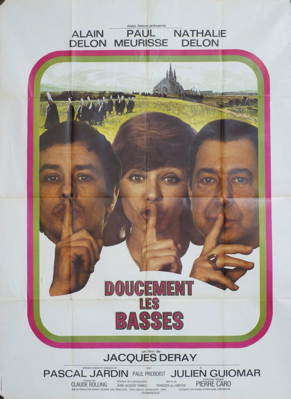 DOUCEMENT LES BASSES ALAIN DELON MOVIE POSTER ORIGINAL 120x160