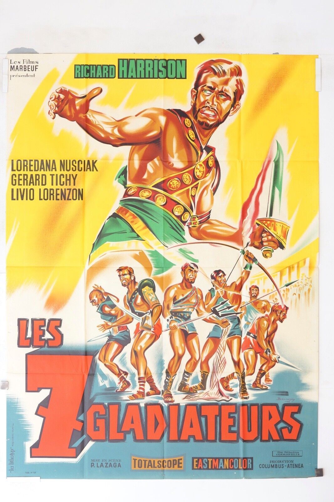 LES 7 GLADIATEURS POSTER ORIGINAL 120x160 RICHARD HARRISON