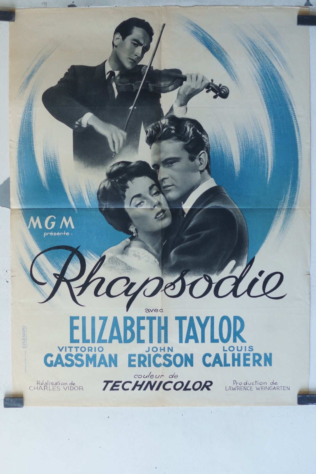 RHAPSODIE MOVIE POSTER ORIGINAL (60X80) Elizabeth Taylor , Vittoria Gassman 
