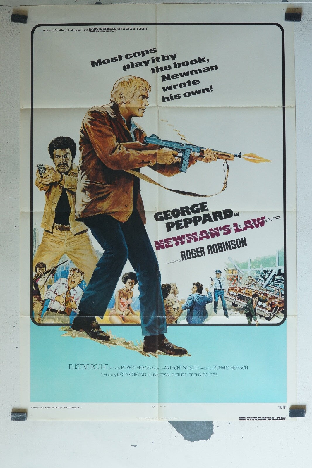 NEWMAN’S LAW movie poster ORIGINAL 69x100 George Peppard
