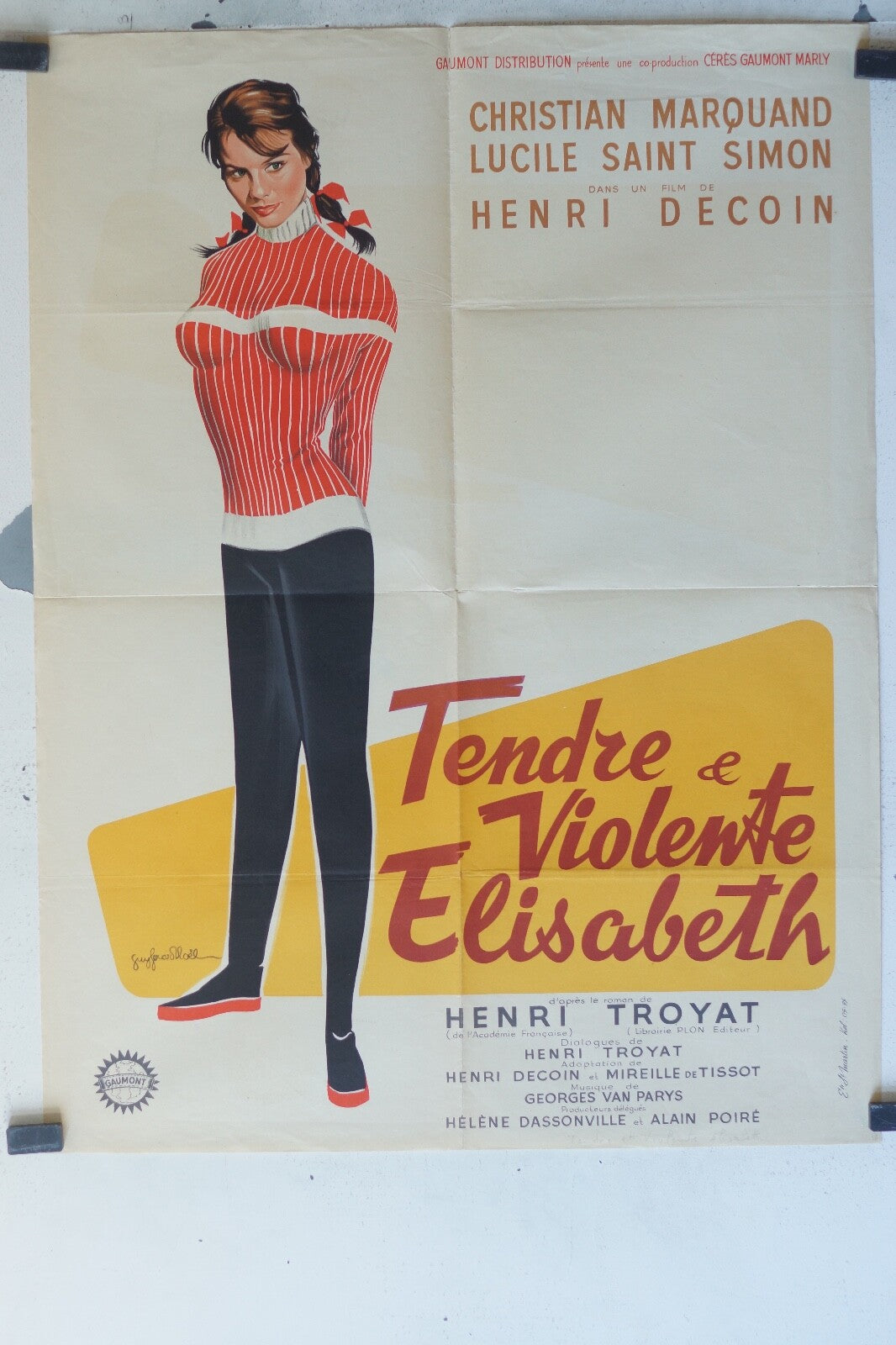  TENDRE & VIOLENTE ELISABETH MOVIE POSTER ORIGINAL (60X80) Christian Marquand 