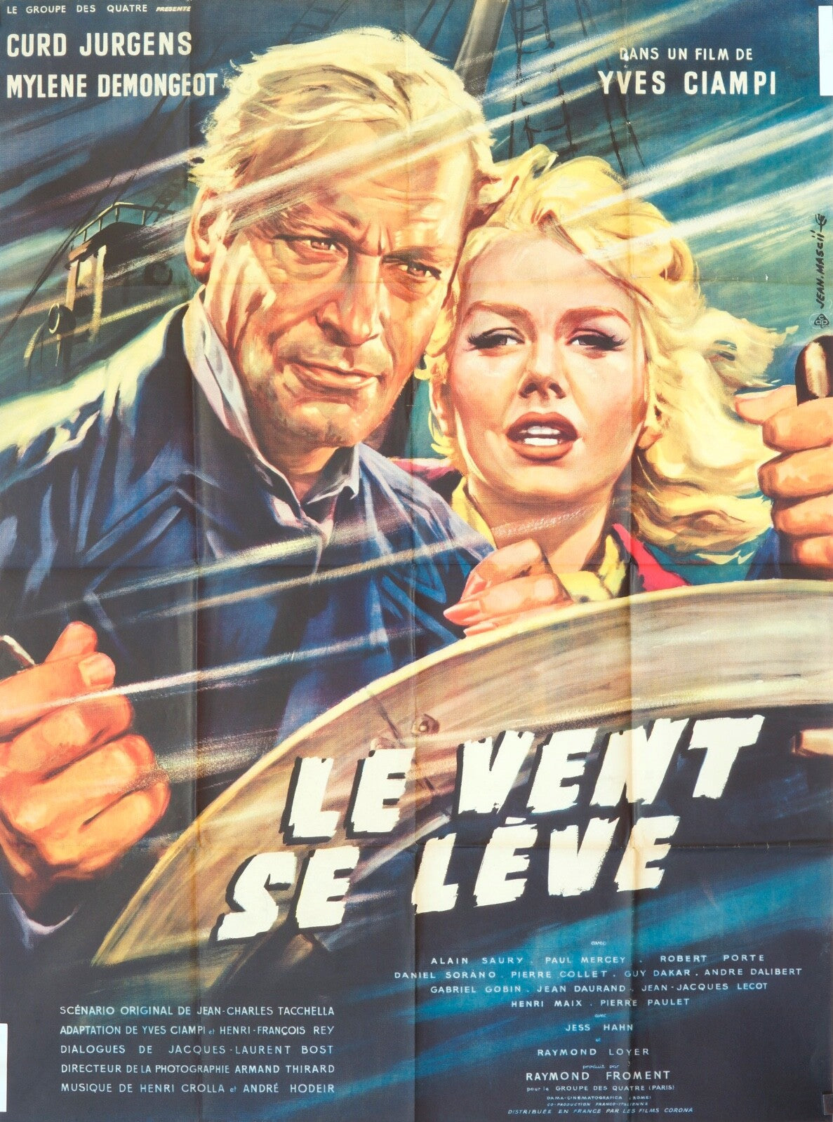 LE VENT SE LÈVE ORIGINAL MOVIE POSTER 120X160 CURD JURGENS