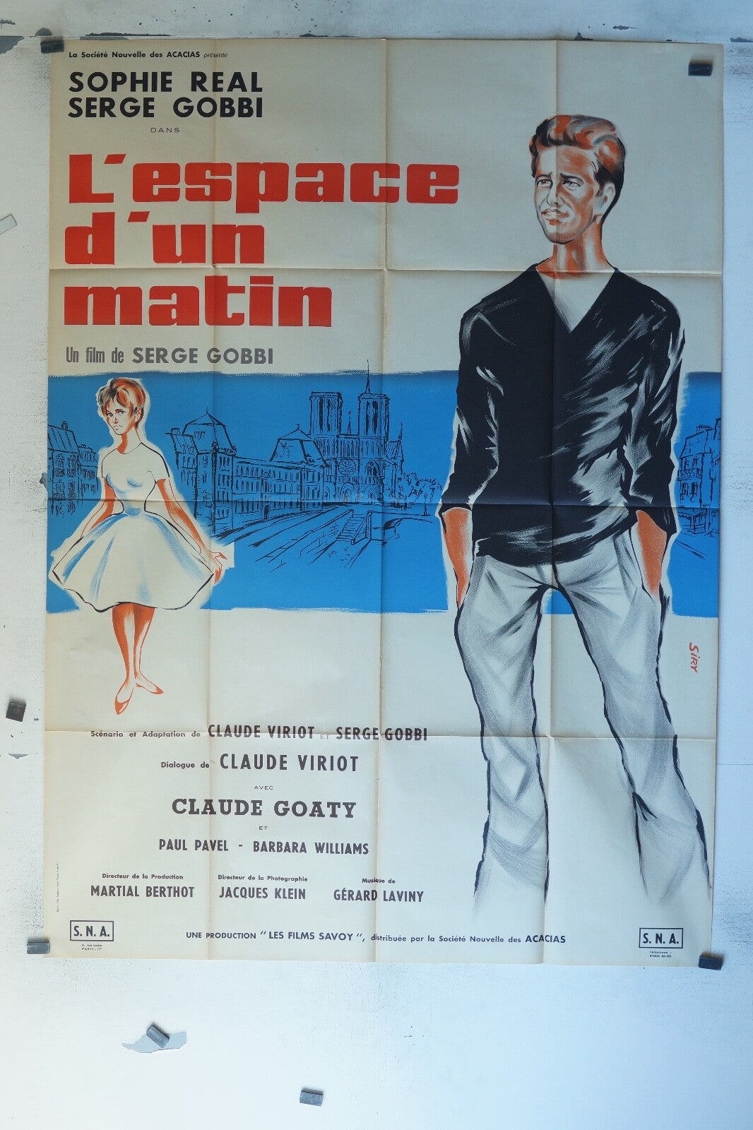 L’ESPACE D’UN MATIN (1961) POSTER ORIGINAL120x160 SOPHIE REAL, SERGE GOBBI
