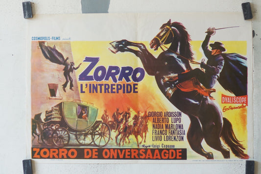 ZORRO L’INTREPIDE , BELGE MOVIE POSTER ORIGINAL 54X35 Giorgio Ardisson 
