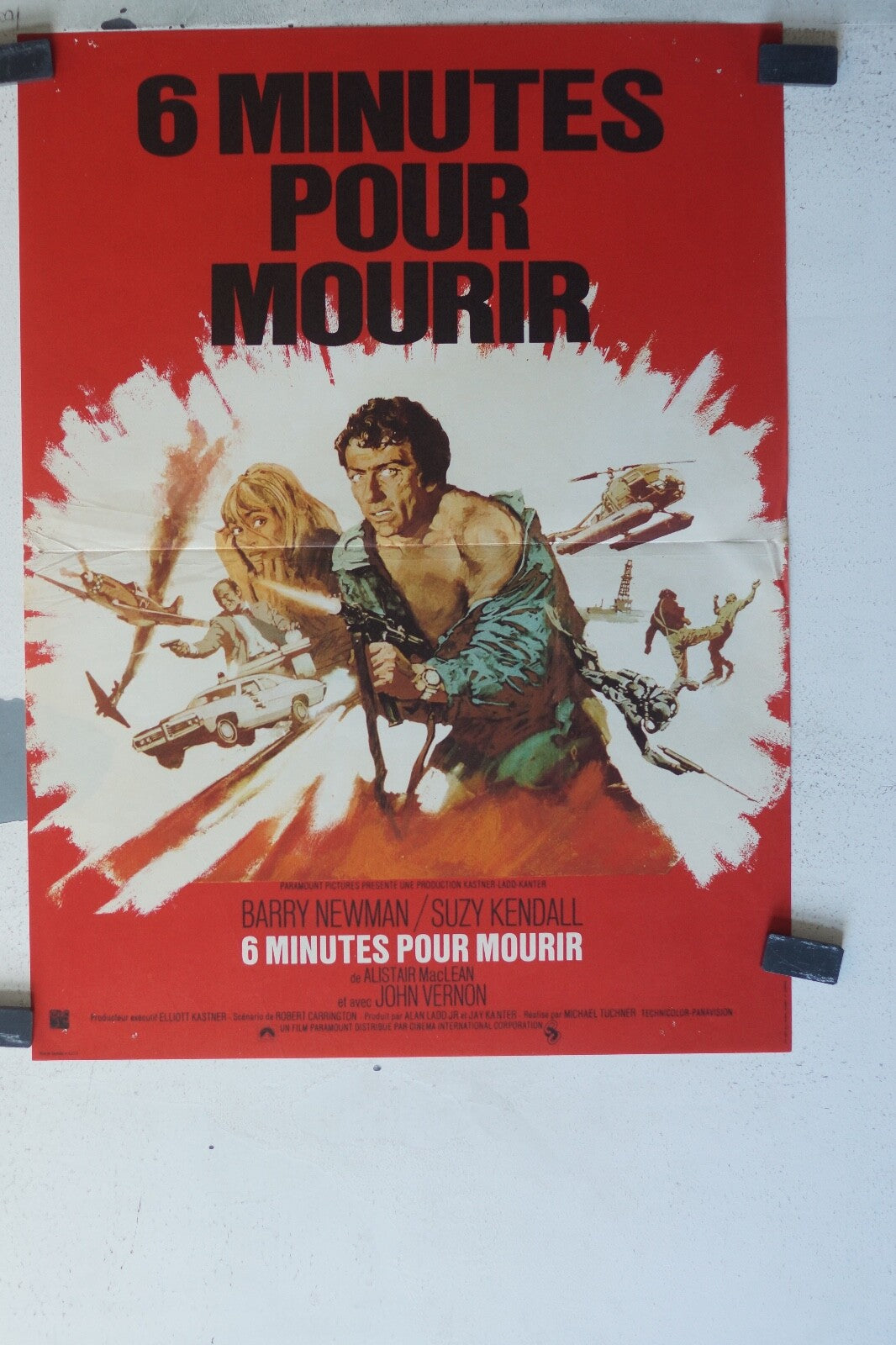 6 MINUTES POUR MOURIR ORIGINAL MOVIE POSTER 52x39 Barry Newman , Suzy Kendall ,