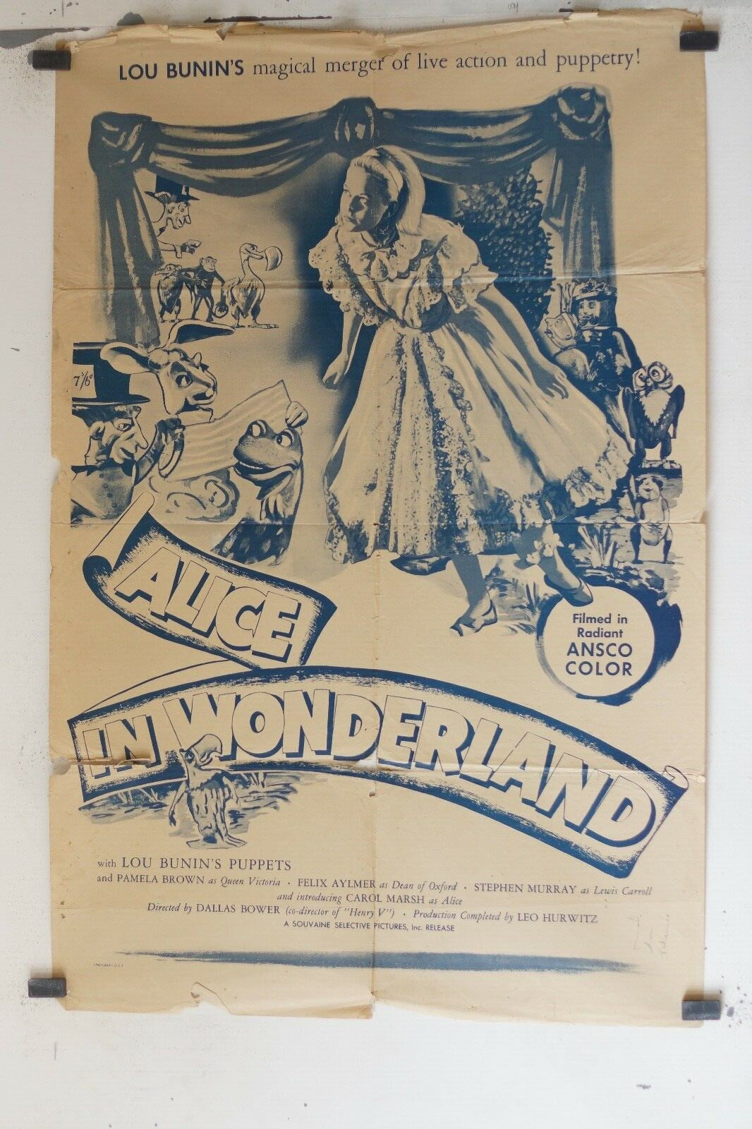 ALICE IN WONDERLAND movie poster original (69x103), Dallas Bower ,Stephen Murray