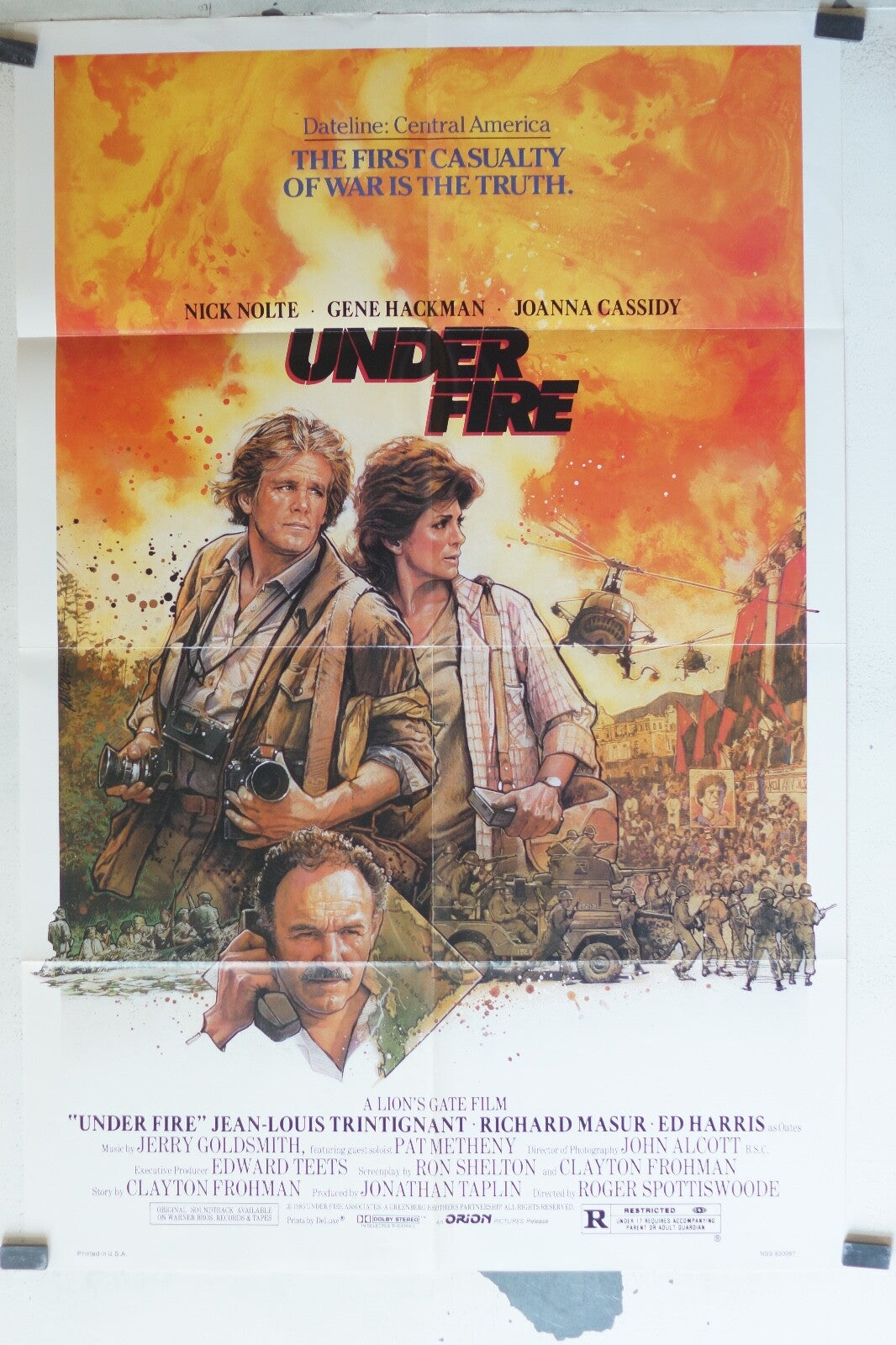 UNDER FIRE MOVIE POSTER ORIGINAL 75x100 Nick Nolte , gene Hackman
