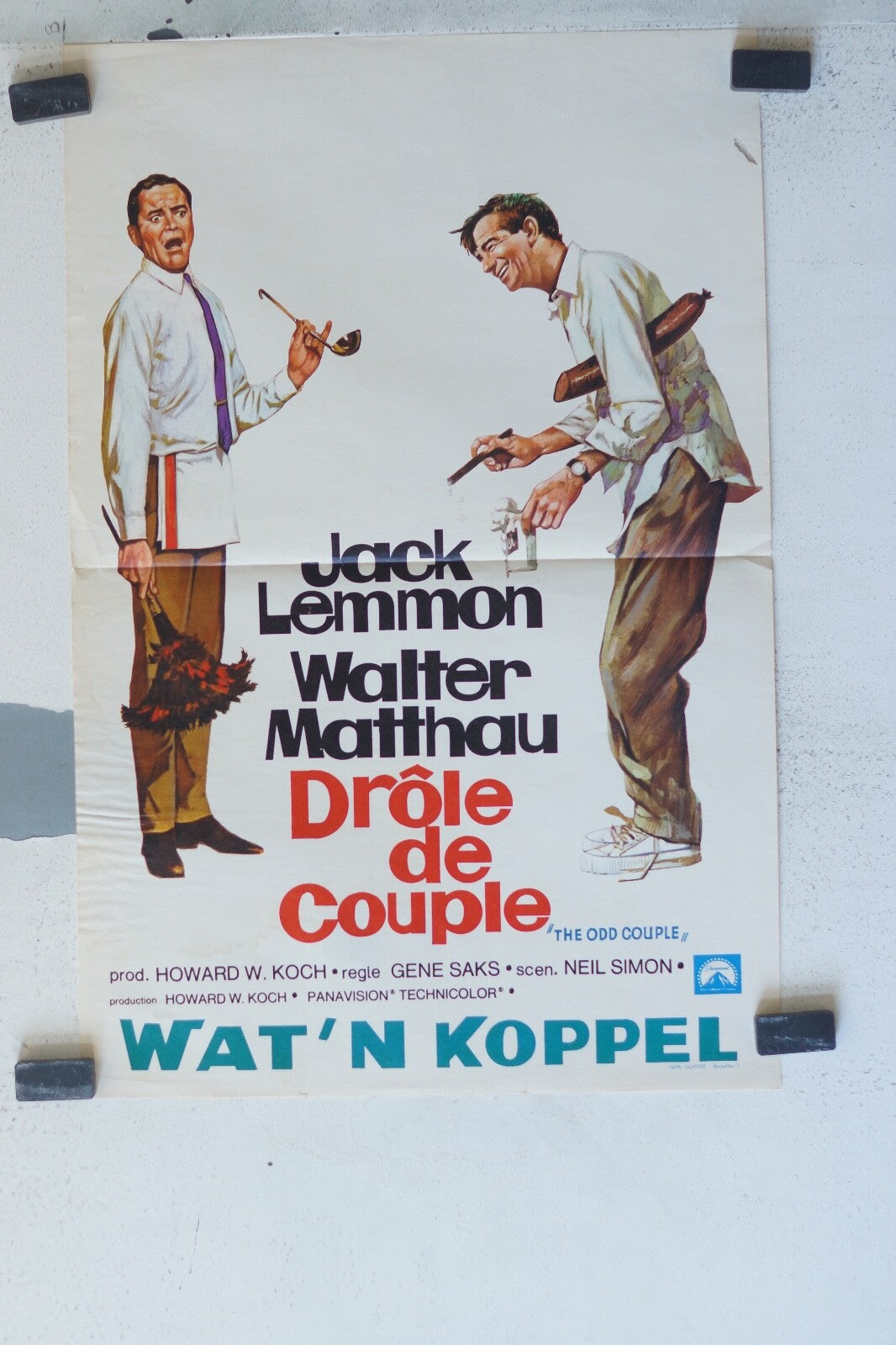 DROLE DE COUPLE MOVIE POSTER ORIGINAL 54x35 Jack Lemmon , Walter Matthau 