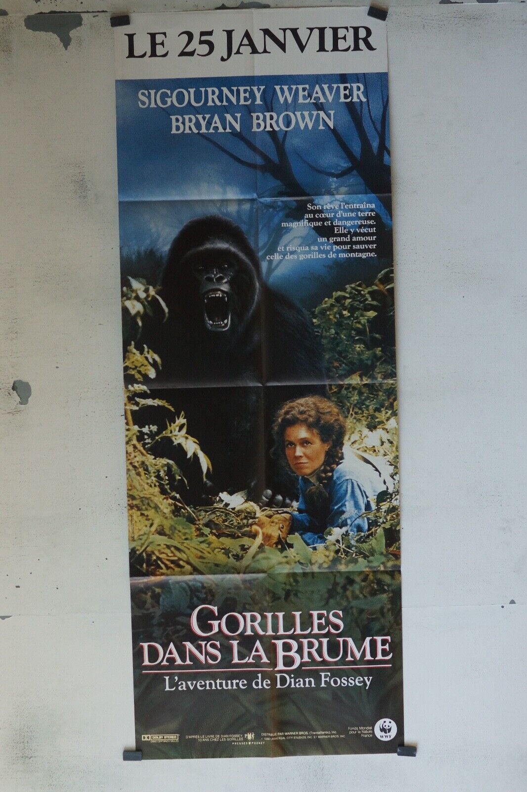 GORILLES DANS LA BRUME POSTER ORIGINAL 60x160 SIGOURNEY WEAVER