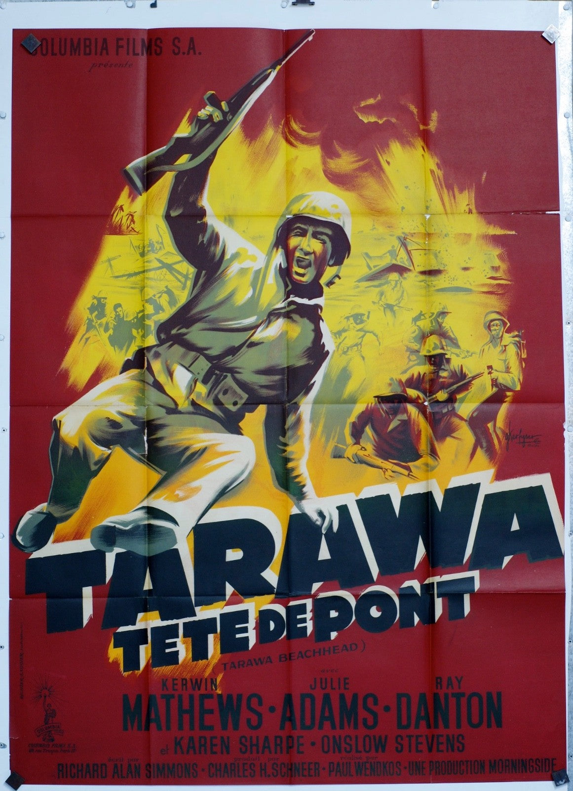 TARAWA, TÊTE DE PONT KERWIN MATHEWS movie poster ORIGINAL 120x160