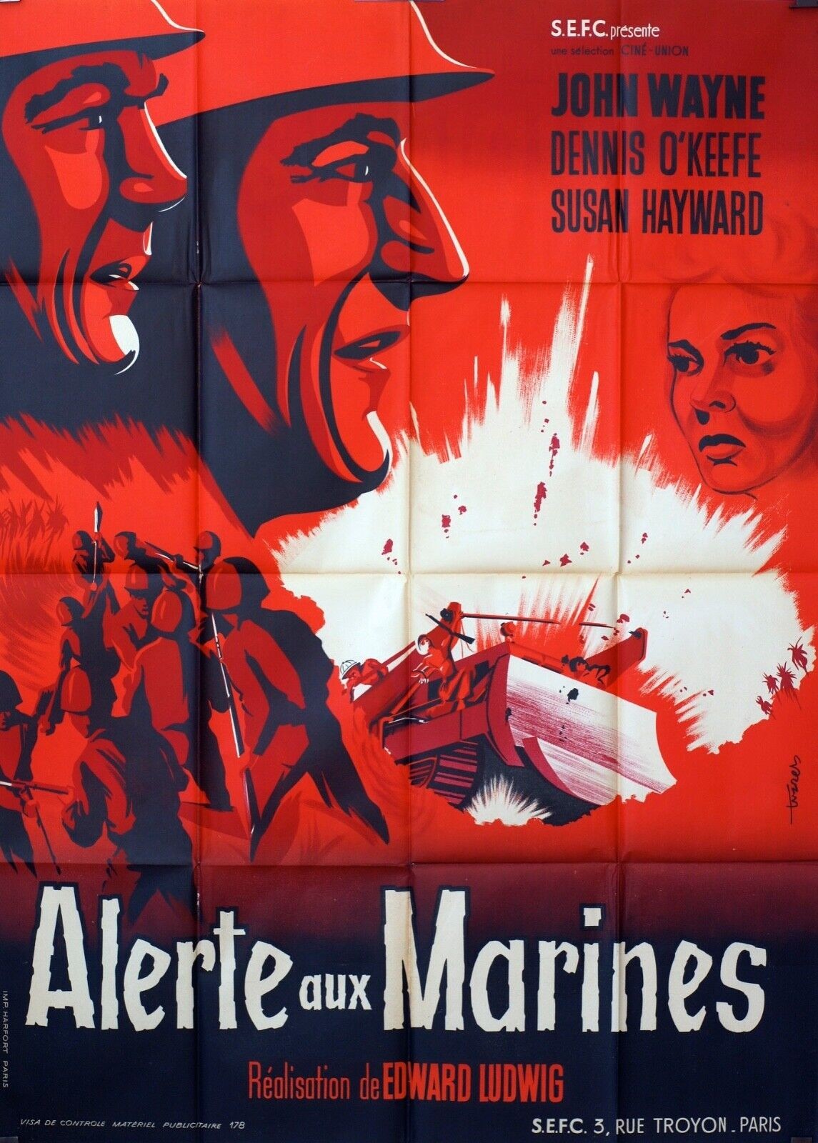 ALERTE AUX MARINES MOVIE POSTER ORIGINAL (120X160) JOHN WAYNE